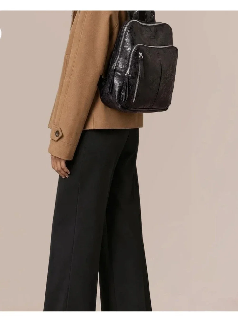 American Leather Co Cleveland Backpack, Black burnished maple. NWT! Real Leather